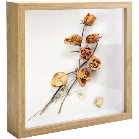 Raw Wood Color Deep 3D Frame 20x20 cm Square Photo Frame Showcase Square for Wall or Office Decoration Family Keepsake Gift (1/5)