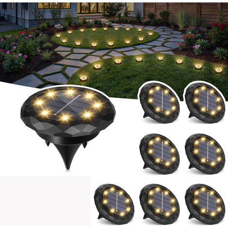 Lot de 8 mini lampes solaires encastrables – Étanches, autonomes – Parfaites pour jardin, allée, entrée et paysagisme-Lumière chaude (1/5)