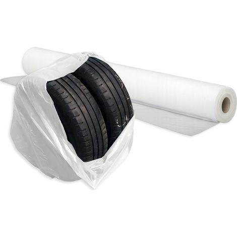 100 Sacchi Bianchi per Pneumatici universali in Plastica con Misura 100x70 cm - Rotolo a Strappo per stoccaggio e Cambio Pneumatici, Fino a Ruote 17 Pollici (1/5)