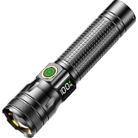 Weiße Laser-Taschenlampe, wiederaufladbar, tragbar, lange Akkulaufzeit.
