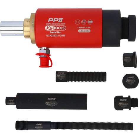 Kstools – Coffret vis de force hydraulique 22t – 10 pièces – Pour montage et démontage silentblocs et roulements – Acier spécial avec retour automatique