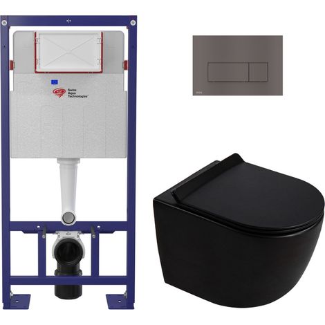 Pack WC bâti-support autoportant + WC suspendu sans bride Ceramia PixL avec abattant SoftClose + plaque (STCEPXBMT03-U)