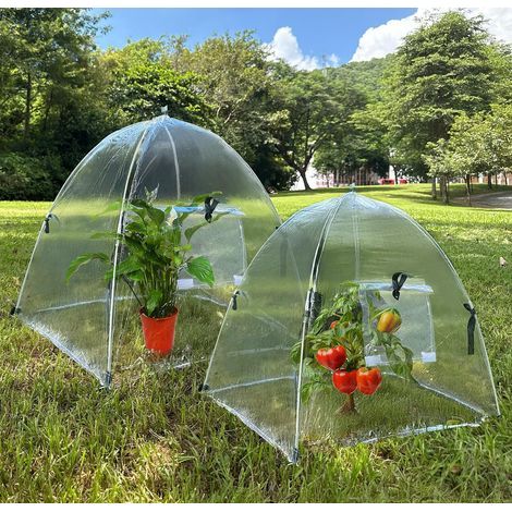 Ensemble de 2 protections antigel pour plantes, housses d'hiver avec poteaux, protection antigel transparente pour le jardin, mini-serre portable pour plantes et fleurs, convient à une utilisation int (1/5)