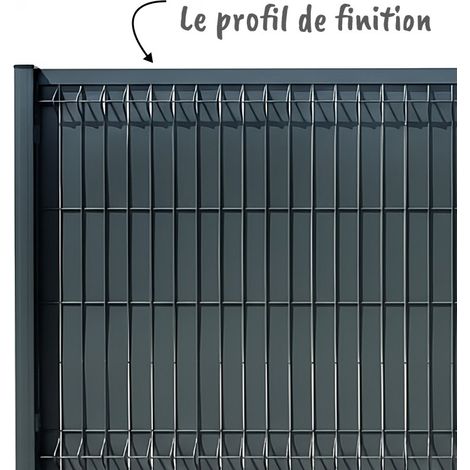 Profil pour grillage rigide - finition lames d'occultation 2 x 1.25m - RAL7016 - ALUHOME