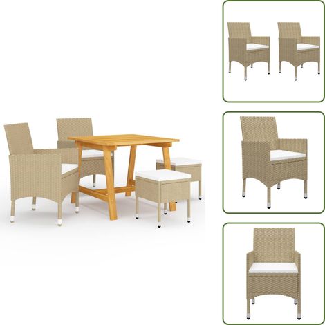 Taburetes de jardín - vidaXL Juego de comedor de jardín de 5 piezas beige - Comedor de jardín