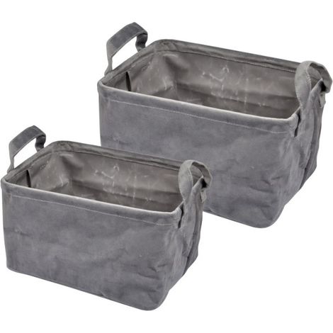 Lot de 2 Panières Rectangles "Velvet" 32cm Anthracite