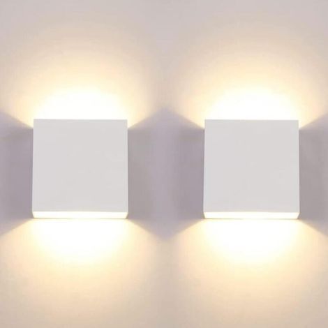 Lot de 2 appliques murales LED modernes d'intérieur de 12 W, applique murale carrée 3000 K, chambre à coucher (1/5)
