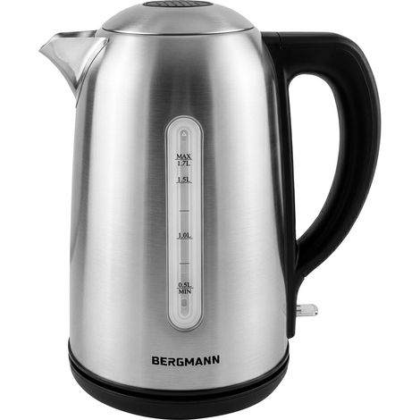 Bollitore elettrico Bergmann FR006 da 1,7 l, 2200 W, in acciaio inox, base nera, N (1/5)