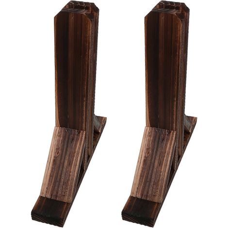 Lot de 2 supports de poteaux de clôture en bois, design polyvalent pour clôtures de jardin et séparateurs de pièces, marron clair (1/5)