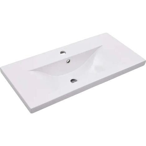 Lavabo in ceramica, di facile manutenzione, bianco (1/2)