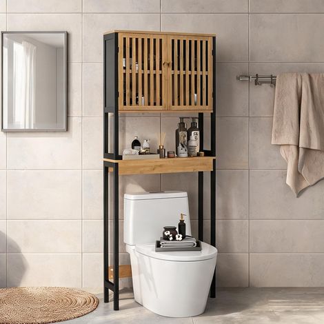 Meuble de salle de bain en bambù MDF 60 x 21,5 x 172 cm (1/5)