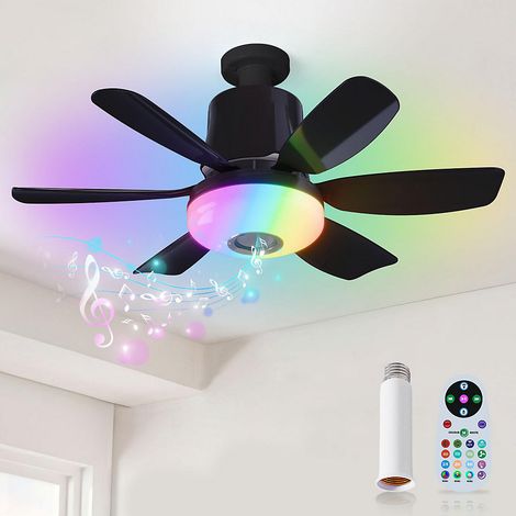 Ventilateur de plafond avec éclairage et rallonge , 3 températures de couleur, 3 vitesses de vent, 3 modes RVB, minuterie, noir (1/5)