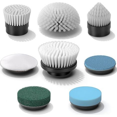 8-in-1 Multifunctional Cleaning Brush Kit with Circular, Flat, Angled Brushes and Sponges for Bathroom, Kitchen, Car and Various Surfaces (1/5)