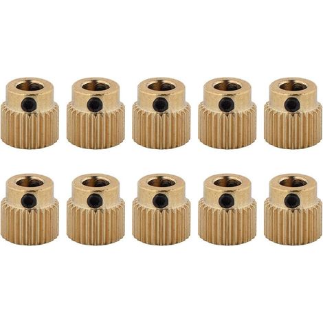 Roue d'extrudeuse en laiton 26/40 dents, 10 pièces de roues d'extrudeuse en laiton pour CR-10, CR-10S, Ender 3, Ender 3 Pro, MK7 MK8 (26 dents) (1/5)