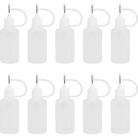 Lot de 10 flacons compte-gouttes rechargeables de 30 ml en plastique souple avec bouchon à aiguille (1/4)