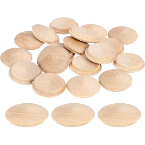 20Pcs Bouchons à Bouton en Bois, 25mm/0,98" Bouchon de Trou de Vis en Bois Dur, Capuchons en Bois de Dôme, Bouchon en Bois pour Meubles, Travail du Bois, Artisanat (30mm x 25mm) (1/5)