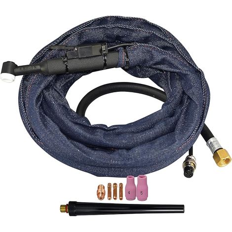 WP SR 9 WP-9 torche de soudage TIG complète refroidie à air 125A, avec connecteur M16x1.5, prise bipolaire et câble électrique 10mm² (4meter) (1/4)