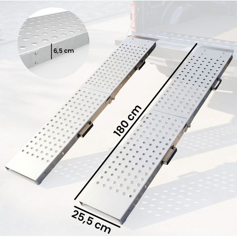 Rampa de carga plegable de metal, 2 piezas, 400 kg, 180 x 25,5 x 6,5 cm OKMYHOME (1/5)