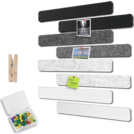 Cork Strips, 8 Pieces Cork Ribbon, Cork Board with 50 Push Pins 10 Wooden Clips and 30 Adhesive Patches for Office Living Room School Fix Various Notes, Announcements, Photos, 33 × 2 in (1/5)