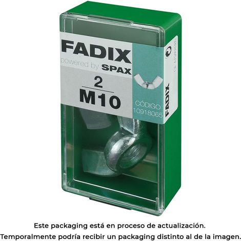 Caja de 2 unidades de tuerca mariposa en cinc M 10 Fadix