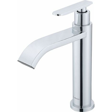 Wasserfall-Kaltwasserhahn, Handwaschbecken-Mischbatterie, Einhebel-Mischbatterie für Waschbecken, kompatibel mit Toiletten, Chrom.