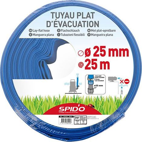 SPIDO - Tuyau plat d'évacuation 25M - Diamètre 25MM
