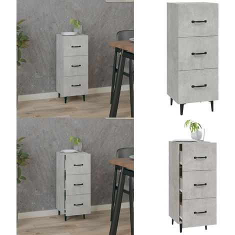 Buffet Gris béton 34,5x34x90 cm Bois d'ingénierie - Buffet Gris - Meuble Rangement - Commode - Armoire Laterale - Mobilier Salon - Home & Living (1/5)