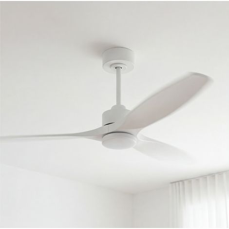Forlight - Ventilador de Techo Stem Evo, Ø1320mm, Motor DC Silencioso, 30W + 20W LED, LED Integrado, CCT Seleccionable, 3000K - 4000K - 5000K, Regulable, Blanco, Palas Blanco (1/5)