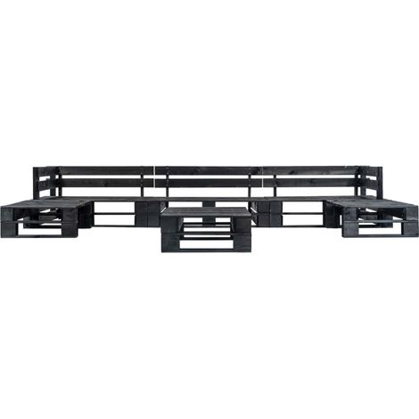 Maison Exclusive - 6-tlg. Garten-Paletten-Sofagarnitur Schwarz Ho (1/3)