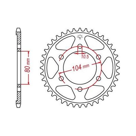 Couronne Acier Kawasaki - 525 - 42 Dents - Similaire JTR1489 - Made in Germany