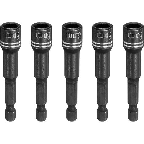 5pcs Entraineur Bouchon Magnetique Douille Hexagonale 8mm Noir (1/5)