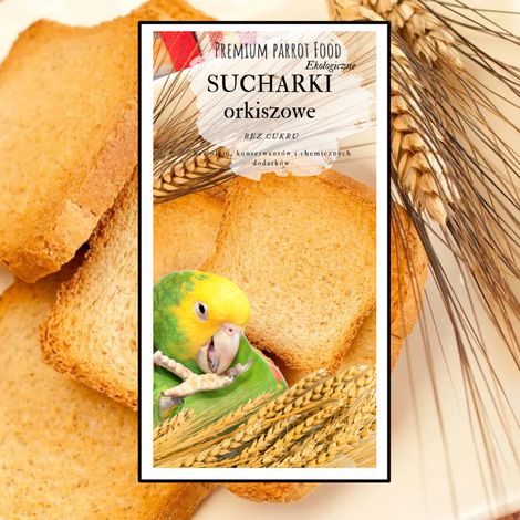 Fette biscottate di farro biologiche - Colazione per pappagalli - Piatto per colazione o pranzo per pappagalli, caldo o freddo, per tutti i pappagalli, 50 g (1/5)