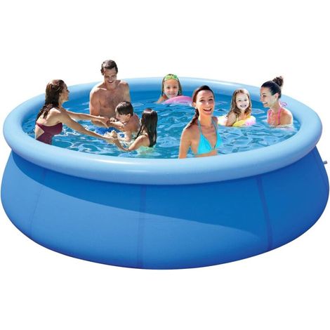 Piscine gonflable autoportée ronde Ø300 cm x 76 cm – Capacité 6700 litres – Pour 6-8 personnes – Installation rapide avec pompe électrique (1/5)