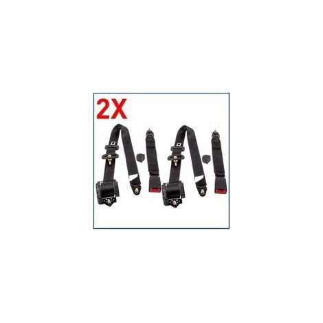 Lote de 2 cinturones de seguridad retráctiles universales de 3 puntos para coche, camión y autobús. Cinturón de seguridad del conductor con enrollador automático de tres puntos. (1/4)