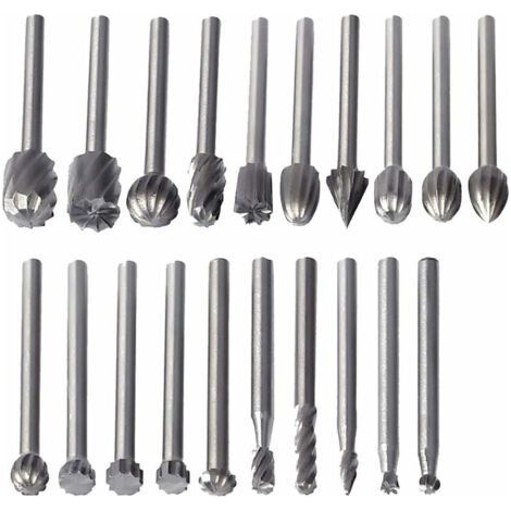 20 Pcs Fraises Rotatives, Hss Burrs Rotatives Embouts De Fraisage Outil Routage De Bois Accessoires Outil Rotatif 3mm Tige Pour Dremel (1/5)