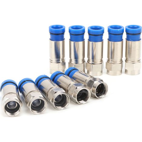 10 pièces RG6 UK Connecteur F comprimé Câble F Adaptateur d'antenne Vidéo Satellite (F-004)