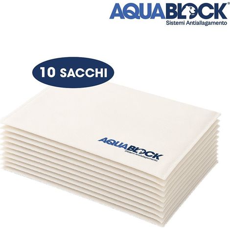 Sacchi Autoespandenti Antiallagamento 60x40 cm Aquablock – 4 o 10 pcs Fino a 15L di Protezione per Sacco - Packaging: 10 Sacchi