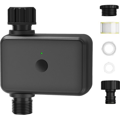 Programmateur d'arrosage intelligent WiFi Type 2, contrôleur électronique étanche IP55 avec application mobile, mode pluie et verrouillage, noir (1/5)