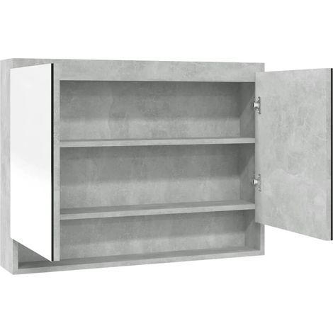Maison Exclusive - Armadietto Bagno con Specchio 80x15x60 cm in MDF Grigio Cemento