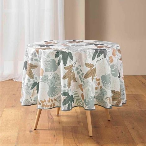 Nappe ronde (180 cm de diamètre), vert Fidji, polyester imprimé. (1/4)