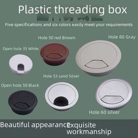 Couvercle De Trou De Câble - Boîte De Passage Ronde Pour Bureau - Finition Bois Noir Ou Blanc - Étanche À La Poussière - 1 Pièce (1/5)