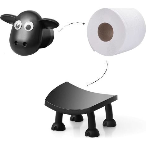 Porte-rouleau de papier toilette motif mouton - Porte-rouleau de papier toilette - Porte-rouleau de papier toilette original - Porte-rouleau de papier toilette - Porte-rouleau de papier toilette noir (1/5)