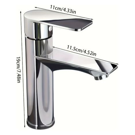 Mitigeur de Salle de Bain Monotrou Chromé – Robinet Économiseur d’Eau à Commande Chaude et Froide, Levier Unique pour Lavabo et Meuble Vasque (1/4)