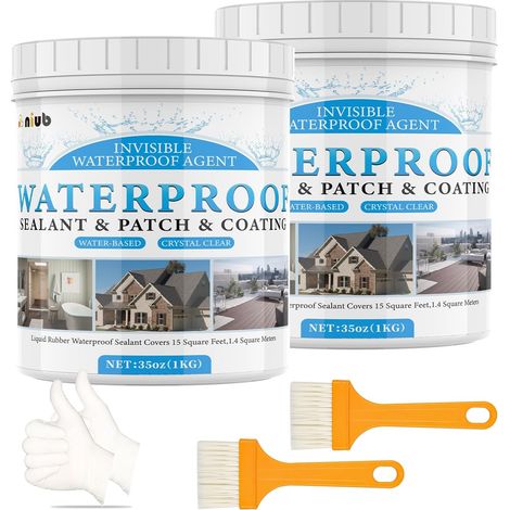 Polyurethane Waterproof Coating, Étanchéité Liquide Transparent, Pâte Puissante d'Étanchéité, Waterproof Coating, Liquide d Etancheite Transparente, Produit d'etancheité Transparent 2KG (1/5)