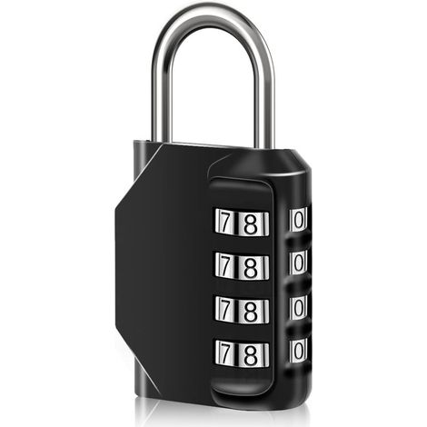 1 cadenas à combinaison étanche à 4 chiffres avec code numérique, serrure à combinaison en alliage de zinc pour porte, boîte à outils, écoles, gymnase, clôtures, armoire à roulettes et (1/5)