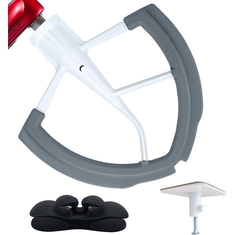 1 Batteur à bord flexible, silicone et métal, pour bol 5-8 Qt, compatible Kitchenaid (1/5)