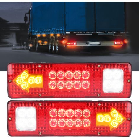 Feux arrière, feux de freinage, clignotants et feux de recul arrière (12V, 19 LED) adaptés aux remorques, camions, caravanes, bateaux et camping-cars (2 unités vendues). (1/5)