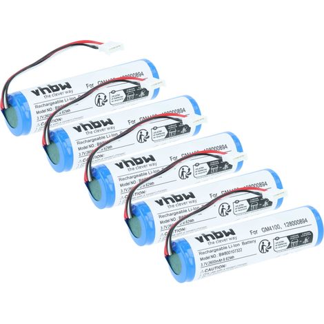 vhbw 5x Batterie compatible avec Datalogic Gryphon GM4130-WH-433K2, GM4400, GM4430 scanner de code-barre POS (2600mAh, 3,7V, Li-ion)