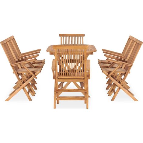 Maison Exclusive - Set de comedor de jardín plegable 9 pzas mader (1/5)