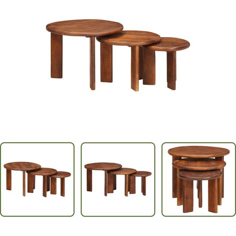 Wohnzimmer Tisch - Nesting-Couchtische 3 pcs Honigbraun Massivholz Mango (1/5)